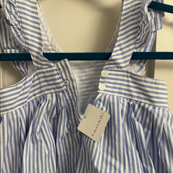 Tahari Kids Blue and White Striped Blouse with Lace - Picture 4 of 4